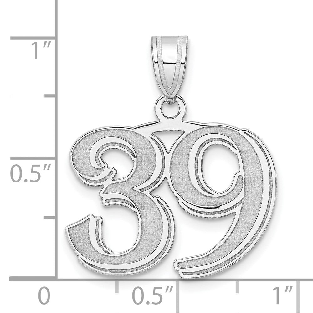 14kw Polished Etched Number 39 Pendant