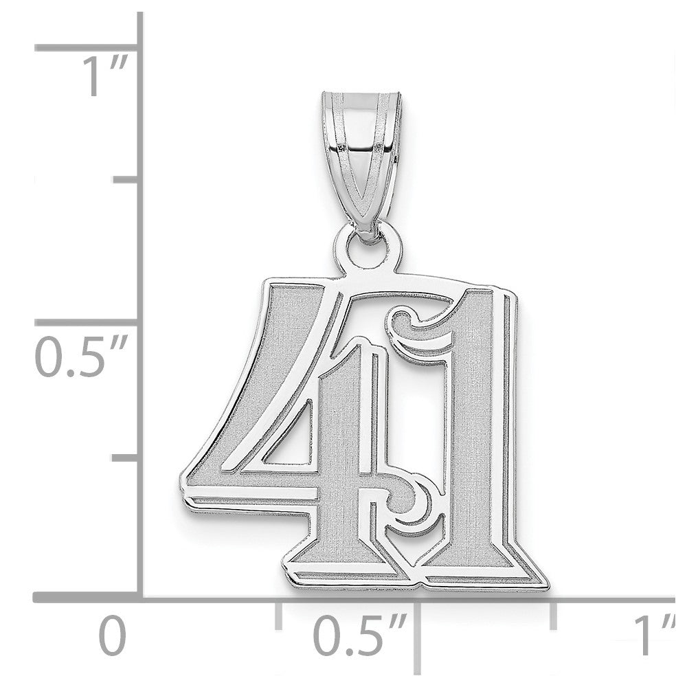 14kw Polished Etched Number 41 Pendant