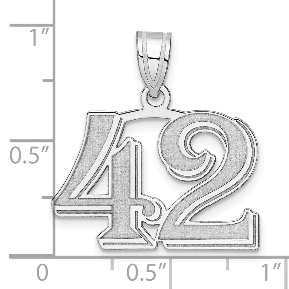 14kw Polished Etched Number 42 Pendant