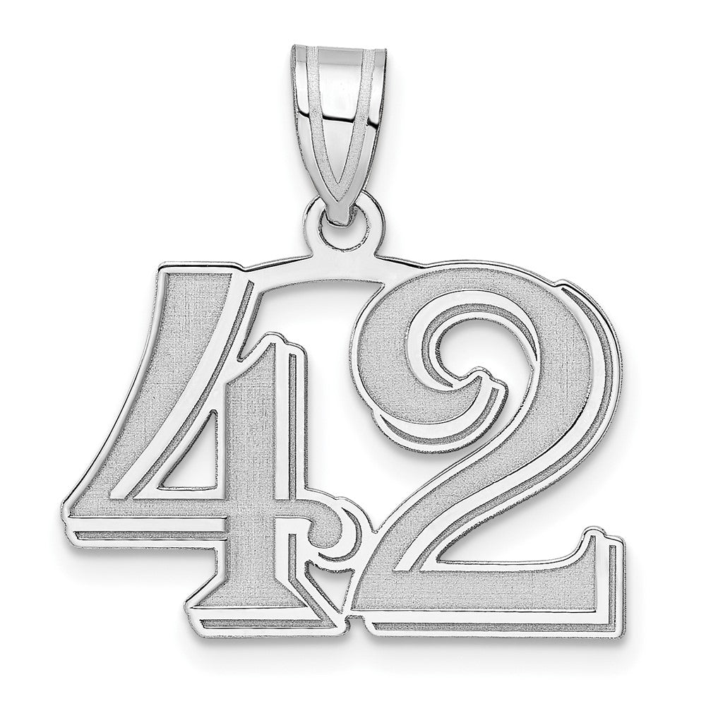 14kw Polished Etched Number 42 Pendant