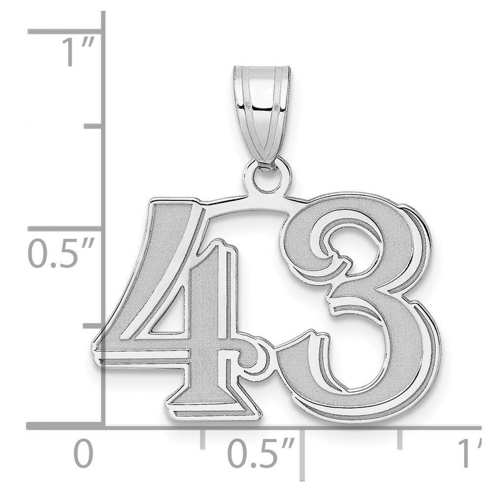 14kw Polished Etched Number 43 Pendant