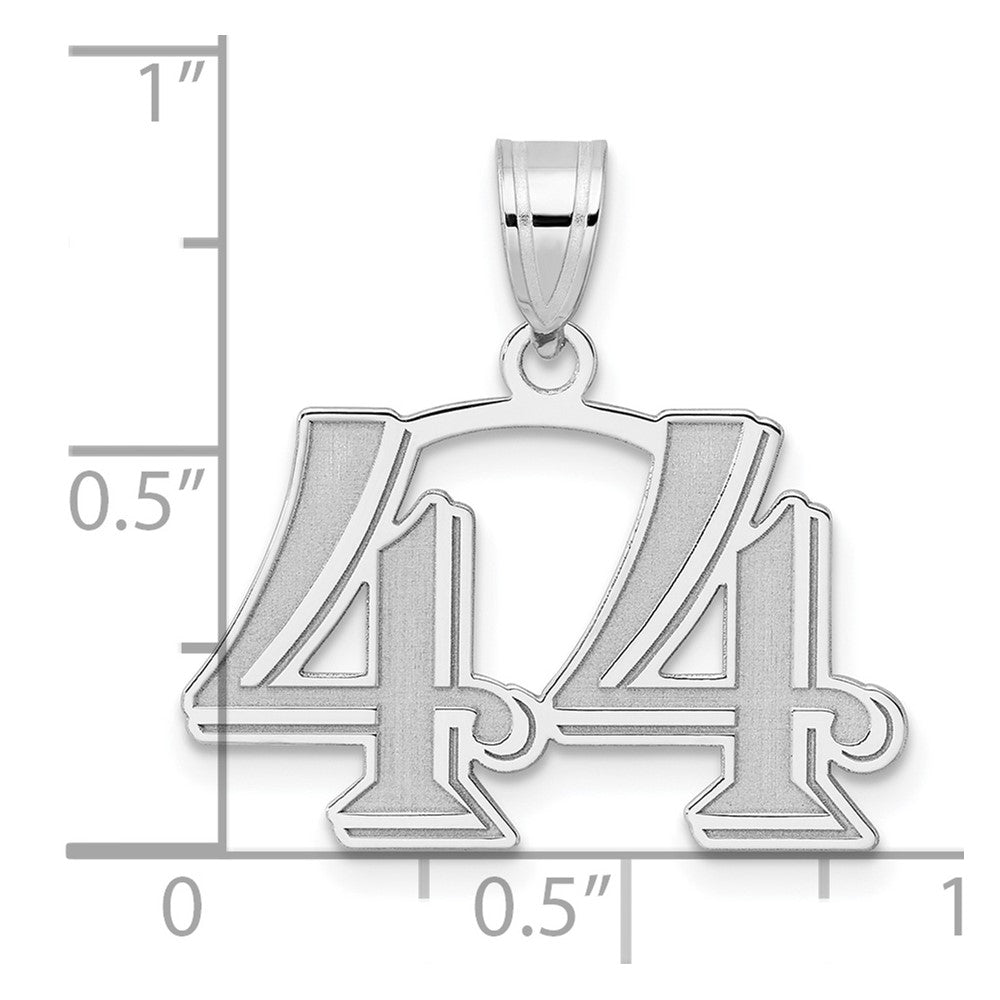 14kw Polished Etched Number 44 Pendant
