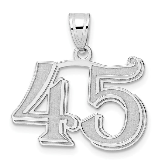 14kw Polished Etched Number 45 Pendant