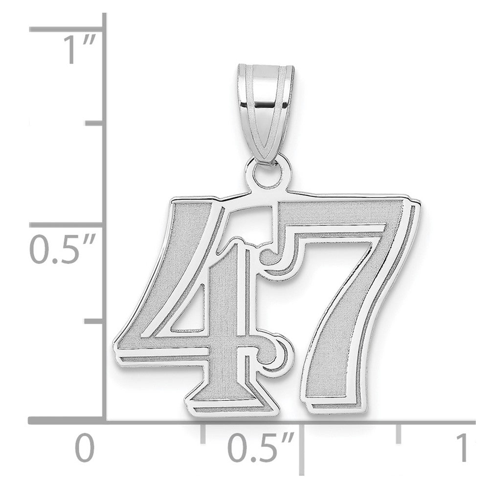 14kw Polished Etched Number 47 Pendant