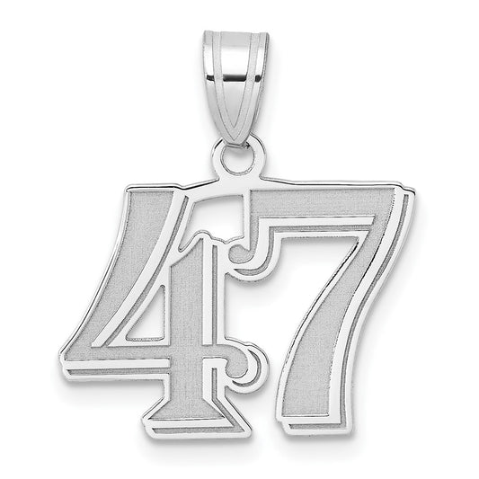 14kw Polished Etched Number 47 Pendant