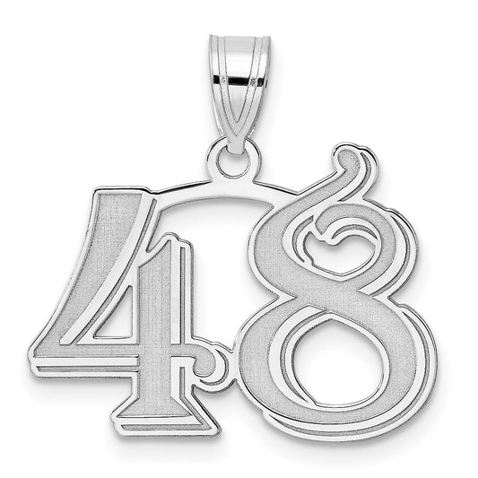 14kw Polished Etched Number 48 Pendant