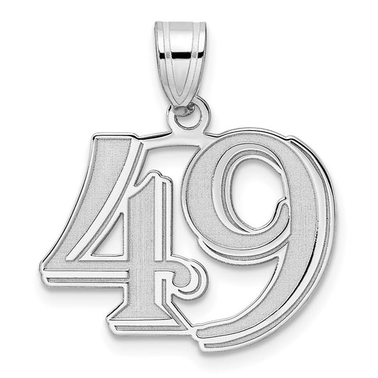 14kw Polished Etched Number 49 Pendant