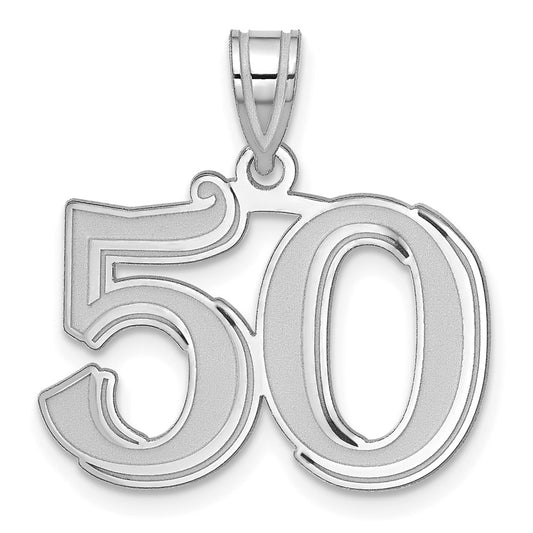 14kw Polished Etched Number 50 Pendant