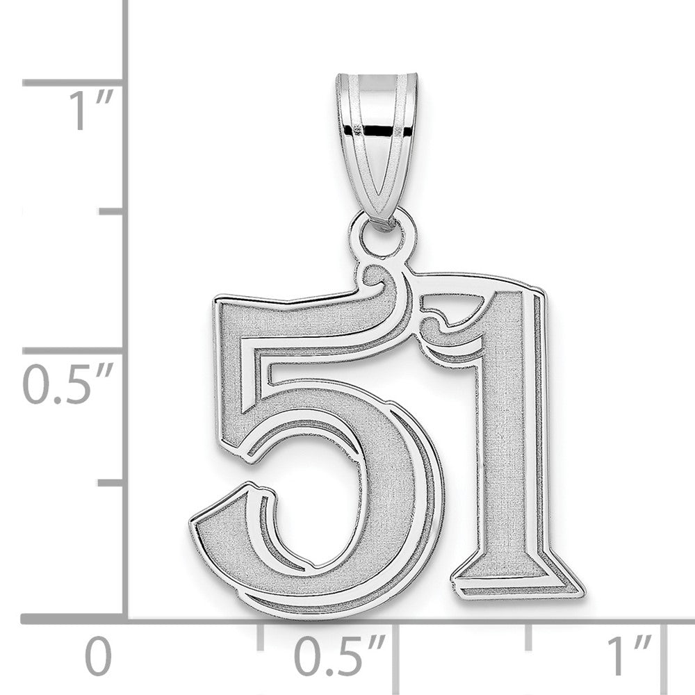14kw Polished Etched Number 51 Pendant