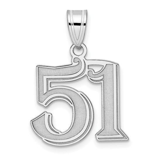 14kw Polished Etched Number 51 Pendant