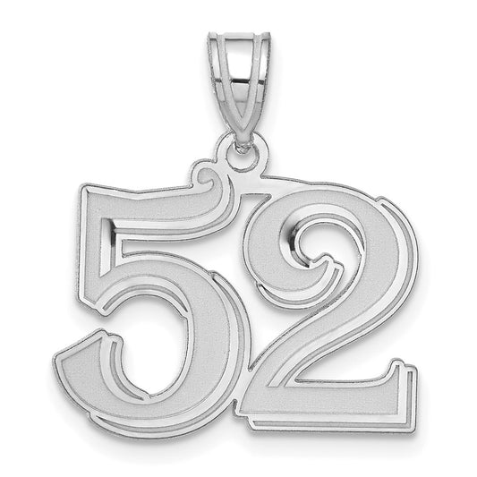 14kw Polished Etched Number 52 Pendant