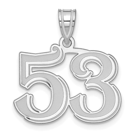 14kw Polished Etched Number 53 Pendant