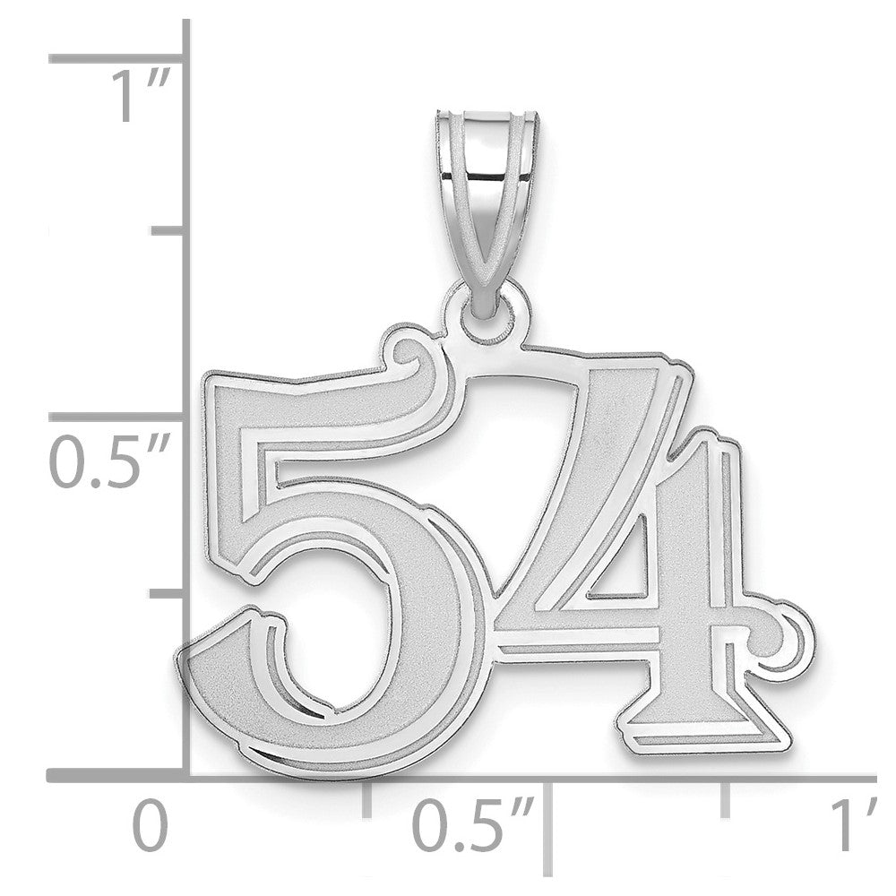 14kw Polished Etched Number 54 Pendant