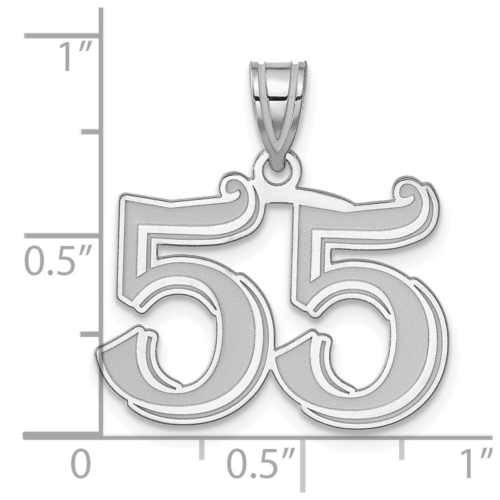 14kw Polished Etched Number 55 Pendant