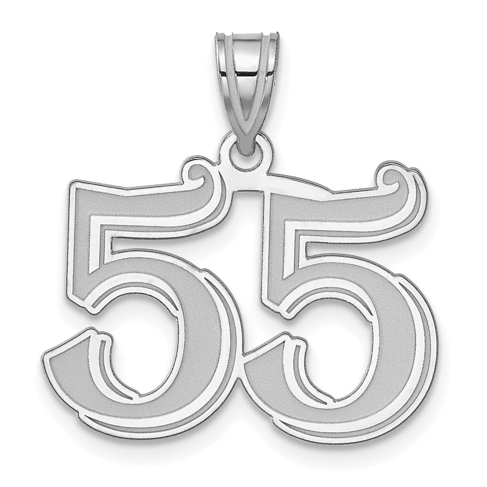 14kw Polished Etched Number 55 Pendant
