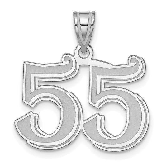 14kw Polished Etched Number 55 Pendant