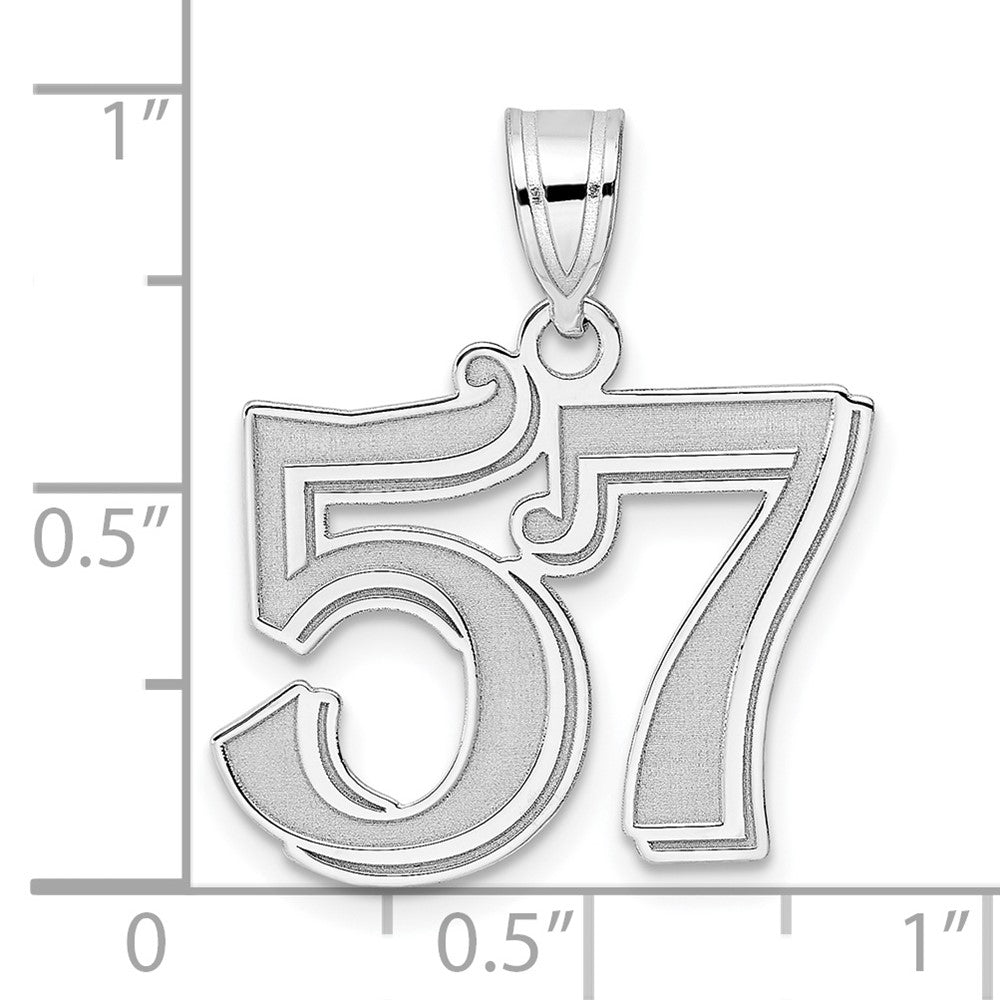 14kw Polished Etched Number 57 Pendant