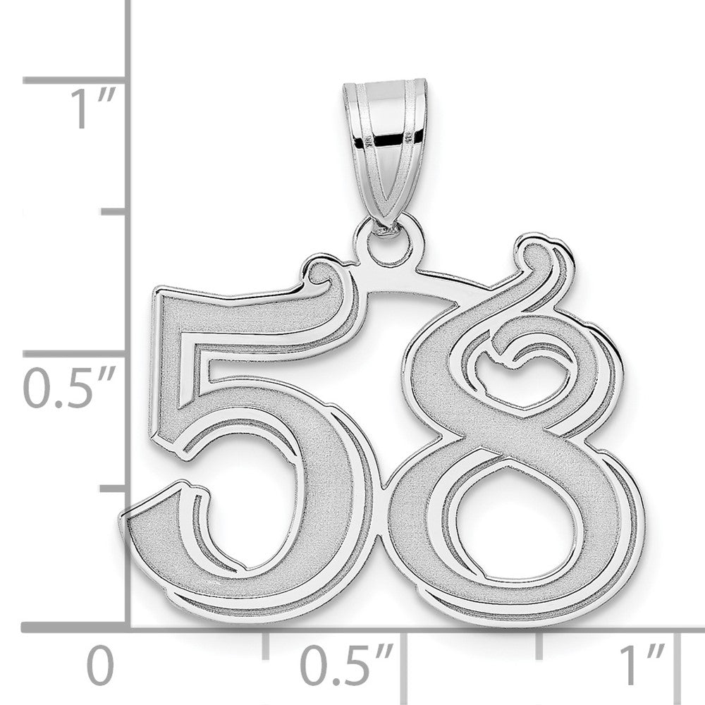 14kw Polished Etched Number 58 Pendant