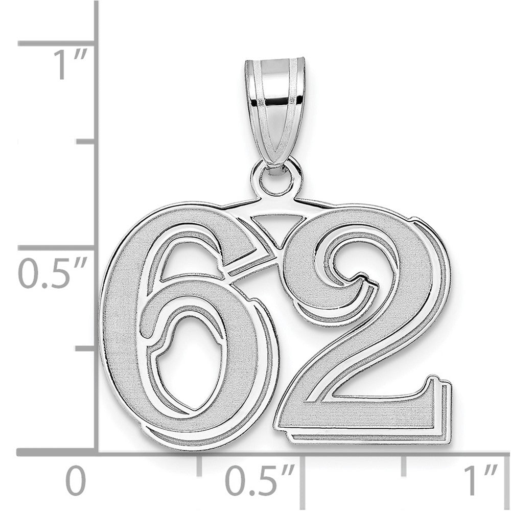 14kw Polished Etched Number 62 Pendant