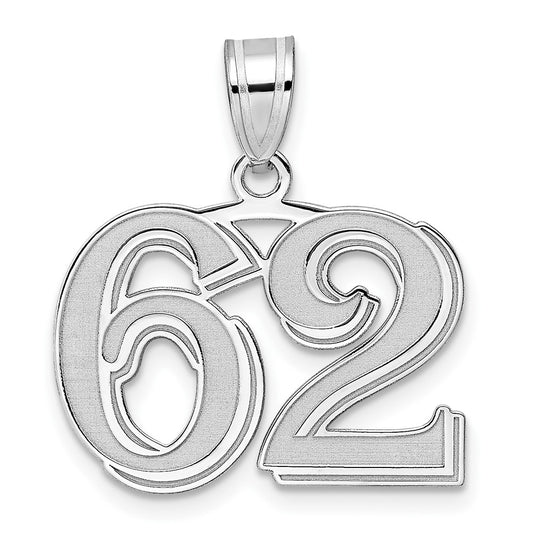14kw Polished Etched Number 62 Pendant