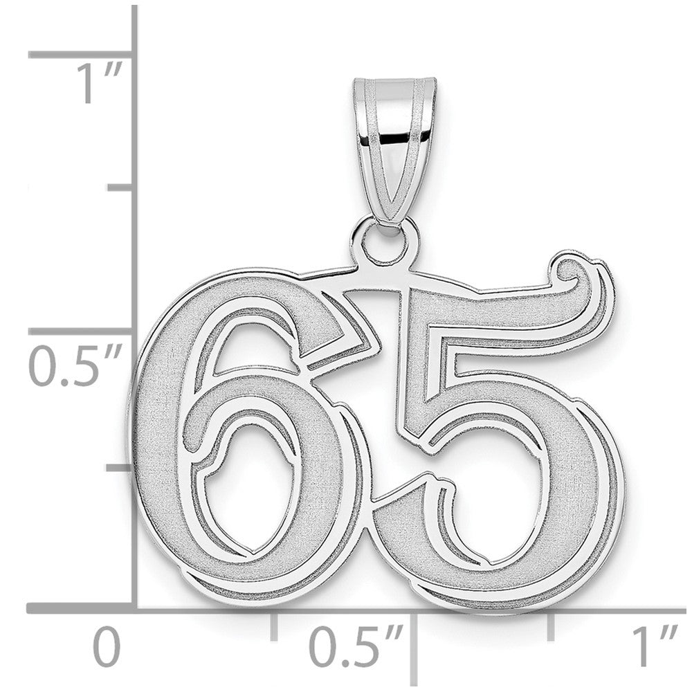 14kw Polished Etched Number 65 Pendant