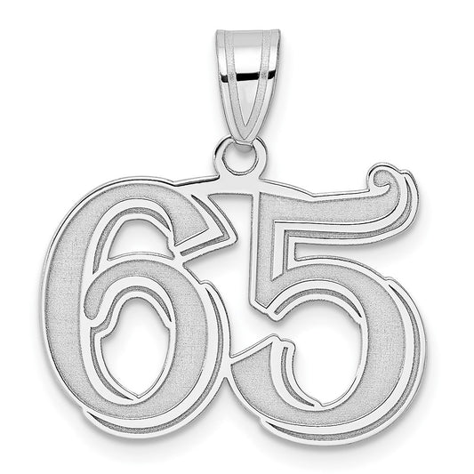 14kw Polished Etched Number 65 Pendant