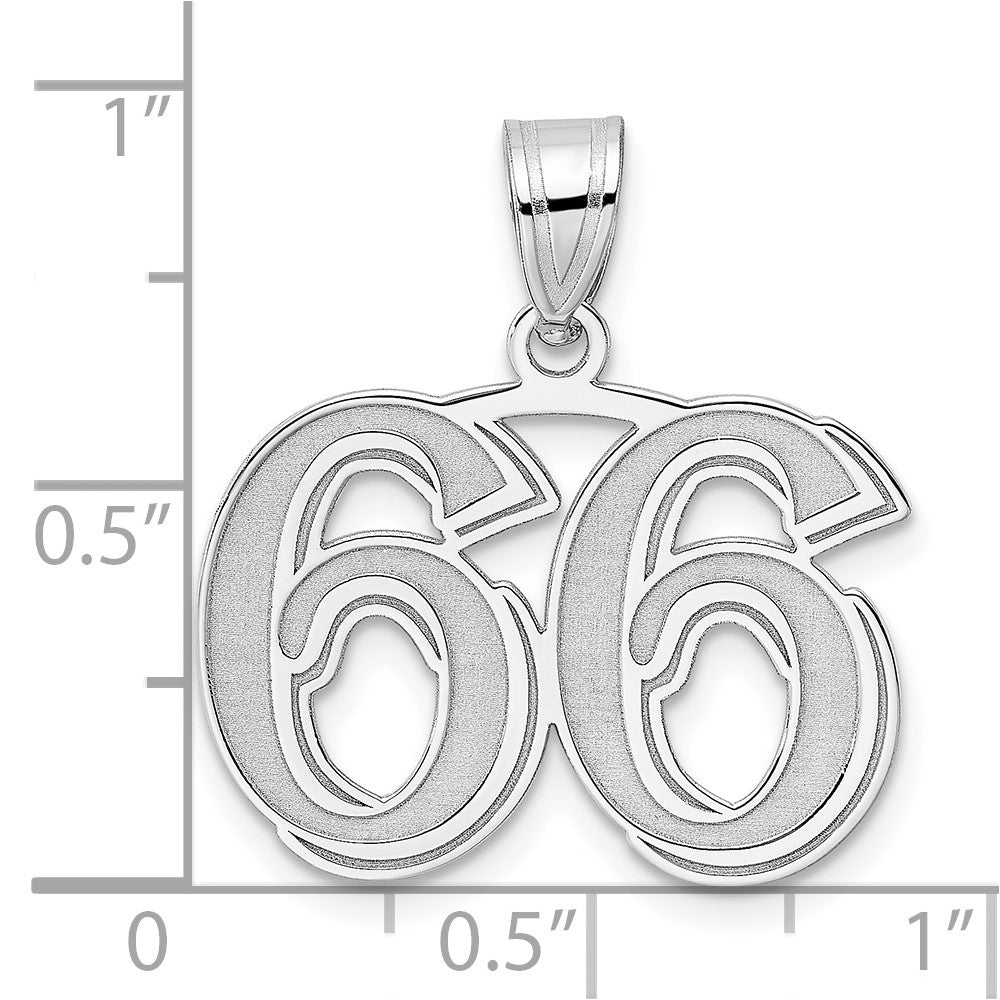 14kw Polished Etched Number 66 Pendant