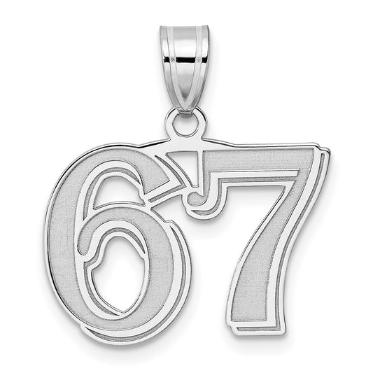 14kw Polished Etched Number 67 Pendant