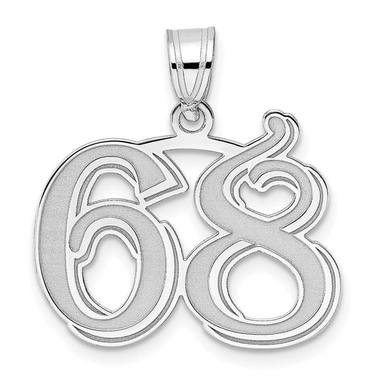 14kw Polished Etched Number 68 Pendant