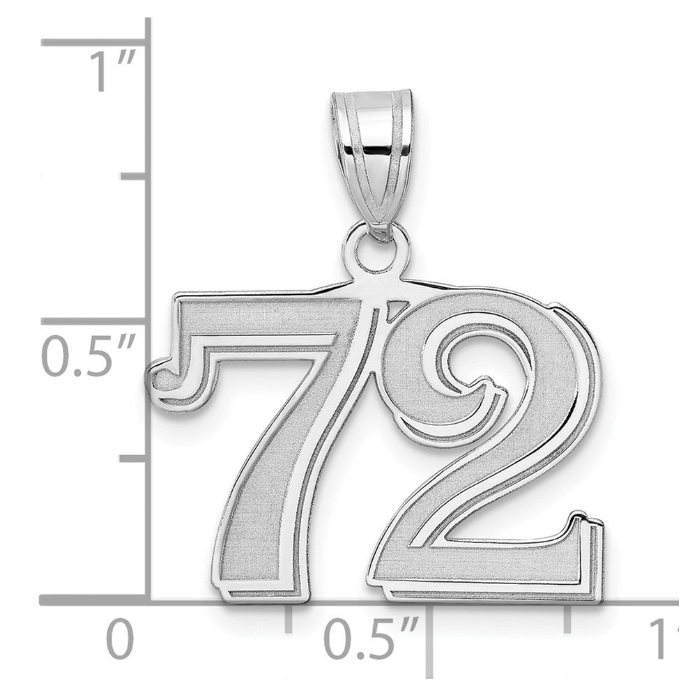 14kw Polished Etched Number 72 Pendant
