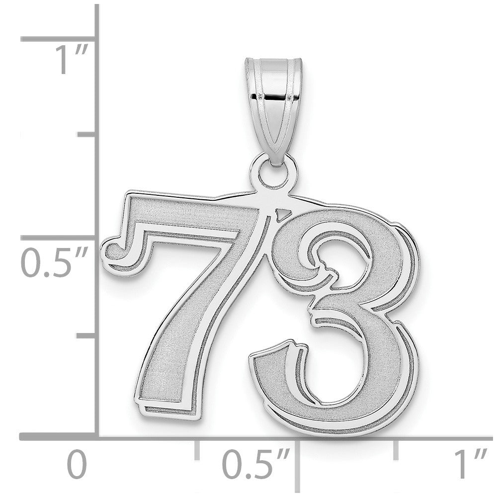 14kw Polished Etched Number 73 Pendant