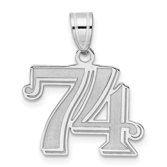 14kw Polished Etched Number 74 Pendant