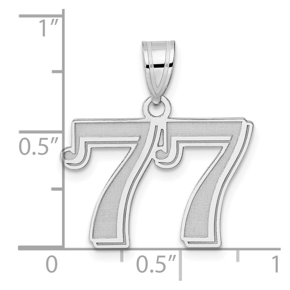 14kw Polished Etched Number 77 Pendant