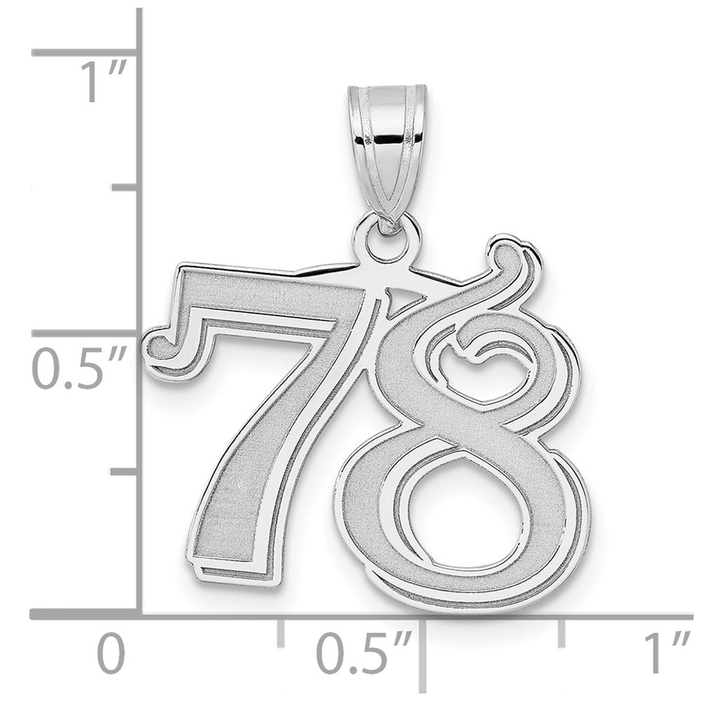 14kw Polished Etched Number 78 Pendant