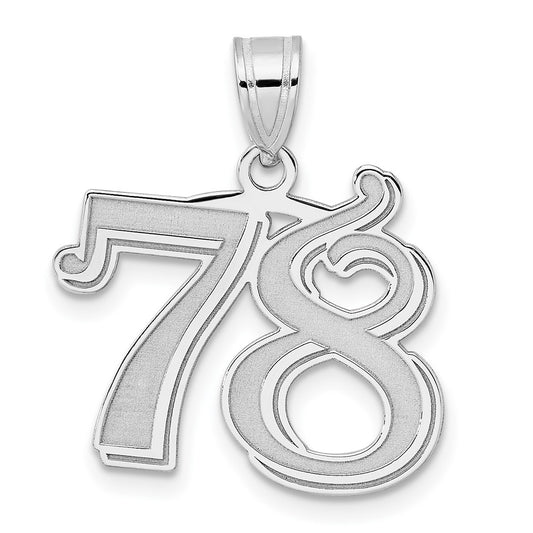 14kw Polished Etched Number 78 Pendant