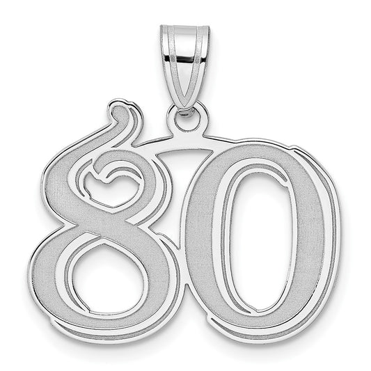 14kw Polished Etched Number 80 Pendant