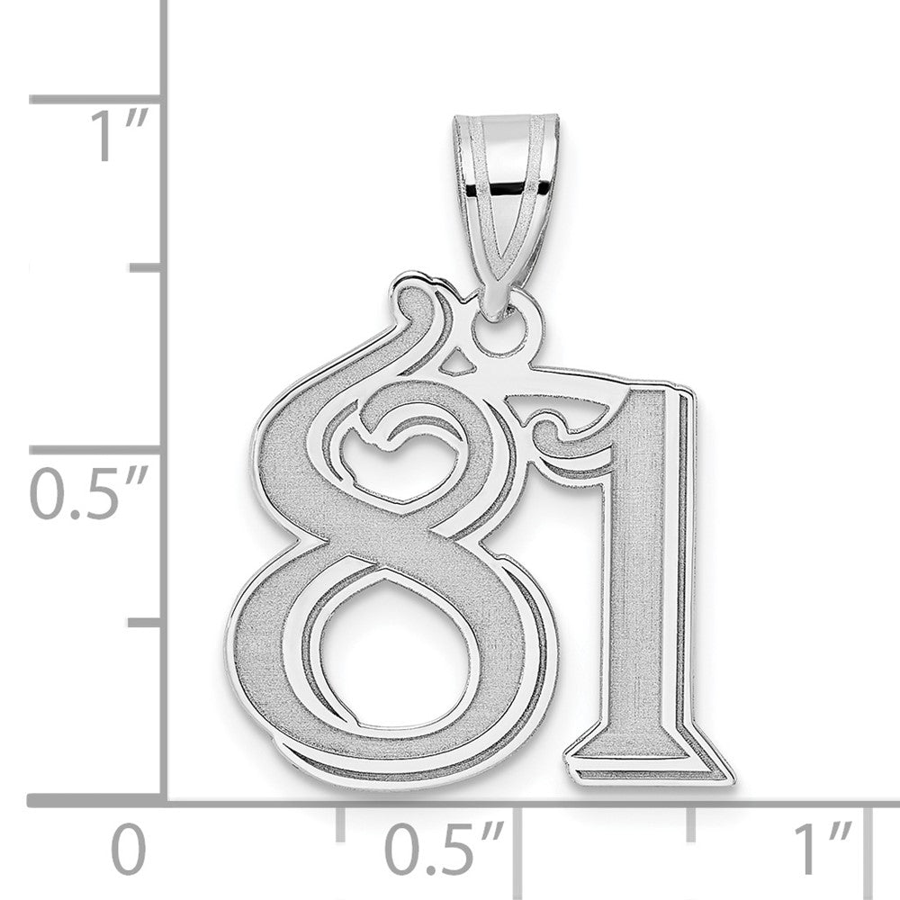 14kw Polished Etched Number 81 Pendant