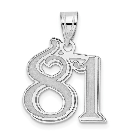 14kw Polished Etched Number 81 Pendant