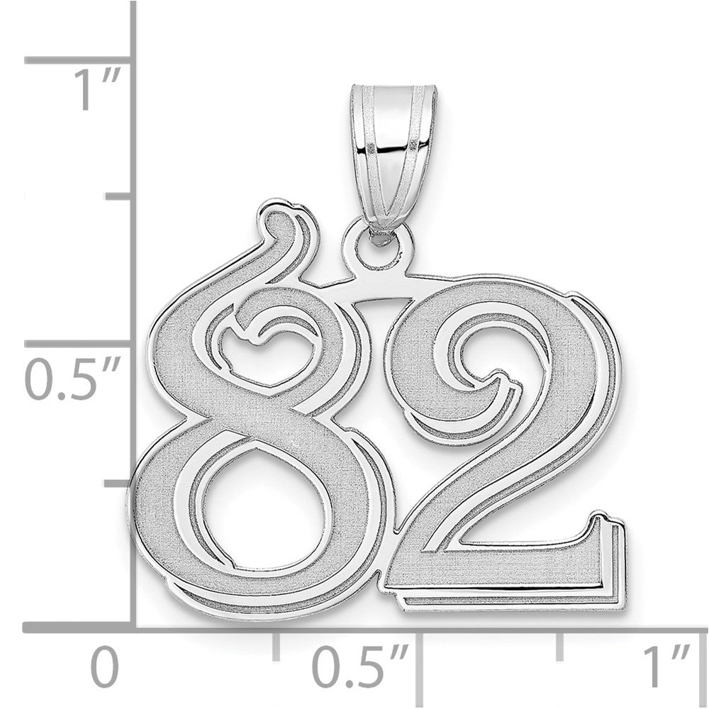 14kw Polished Etched Number 82 Pendant