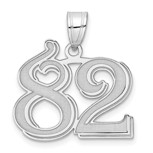 14kw Polished Etched Number 82 Pendant