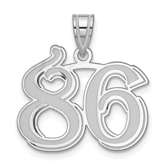 14kw Polished Etched Number 86 Pendant