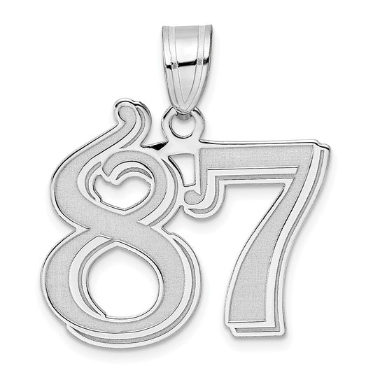 14kw Polished Etched Number 87 Pendant