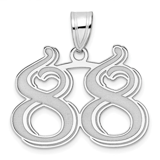 14kw Polished Etched Number 88 Pendant