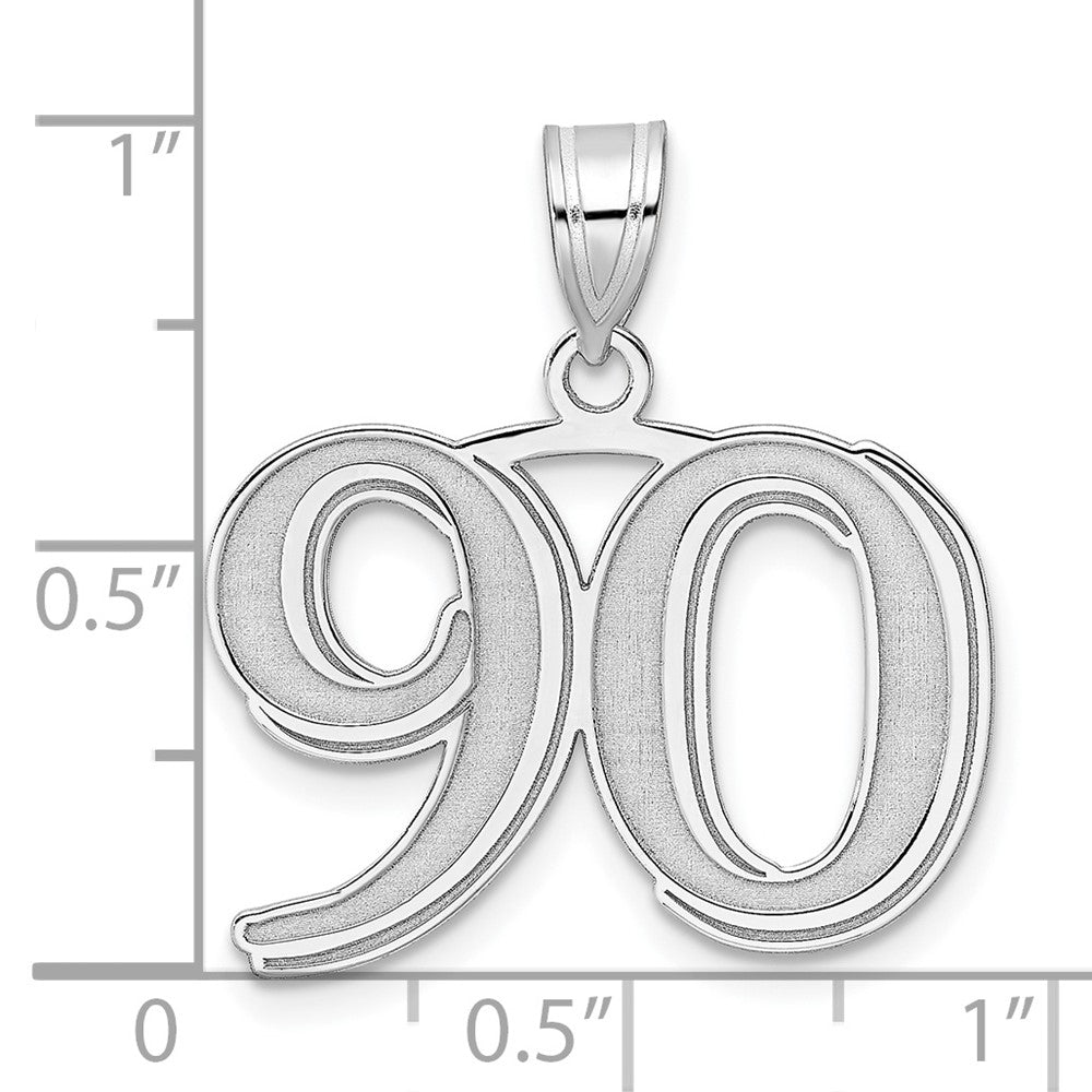 14kw Polished Etched Number 90 Pendant