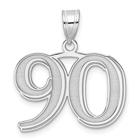 14kw Polished Etched Number 90 Pendant