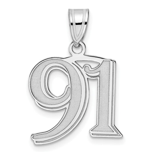 14kw Polished Etched Number 91 Pendant