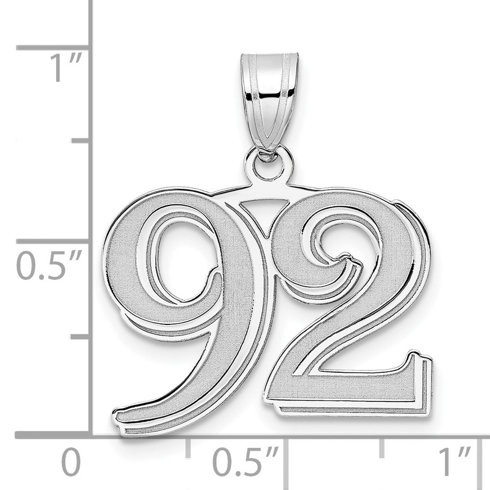 14kw Polished Etched Number 92 Pendant