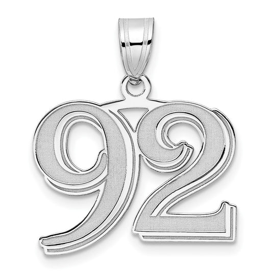 14kw Polished Etched Number 92 Pendant