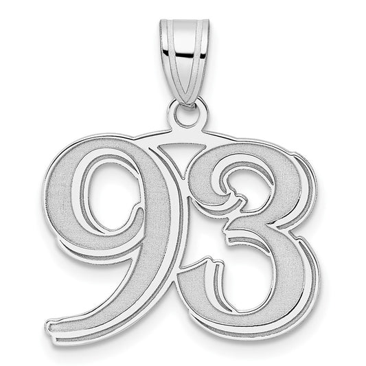 14kw Polished Etched Number 93 Pendant