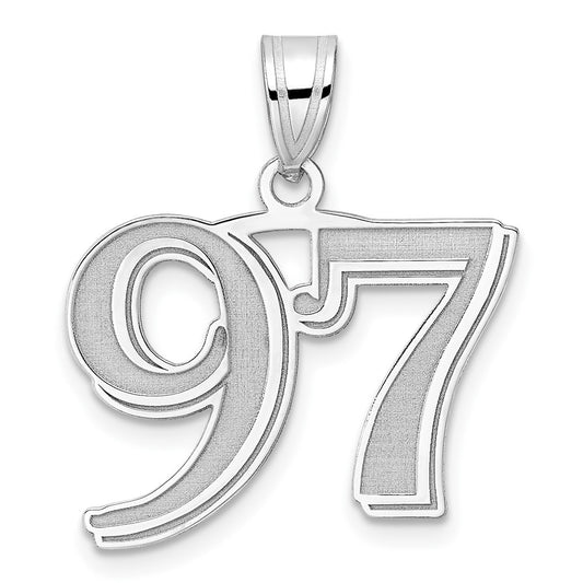 14kw Polished Etched Number 97 Pendant